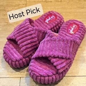 Free People "Two Days In Ibiza" Pink/Purple Orchid Terry Cloth Platform Slippers